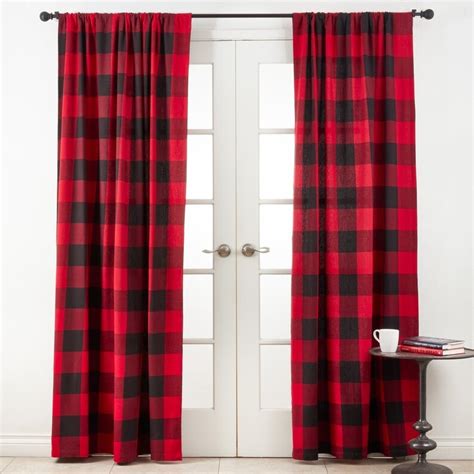 black and red buffalo plaid curtains